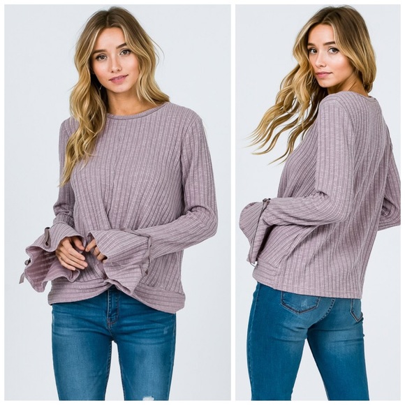 💕🛍LAST 1! Lilac Bow Flare Sleeve Sweater - Picture 5 of 7